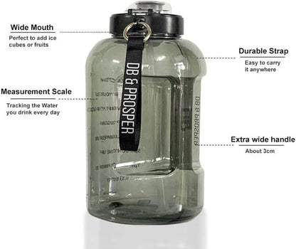 Large One Gallon Black Motivational Water Bottle with Time Marker | Bottles | Hydration | Gym | Exercise | Hiking | Camping | Water Jugs | Sports Accessories | Wellness